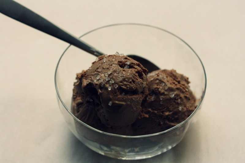 nochurn bittersweet chocolate ice cream with fleur de sel The