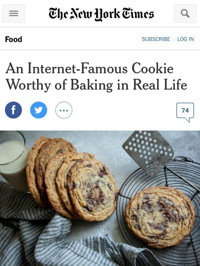 chocolate chip cookies in the new york times!