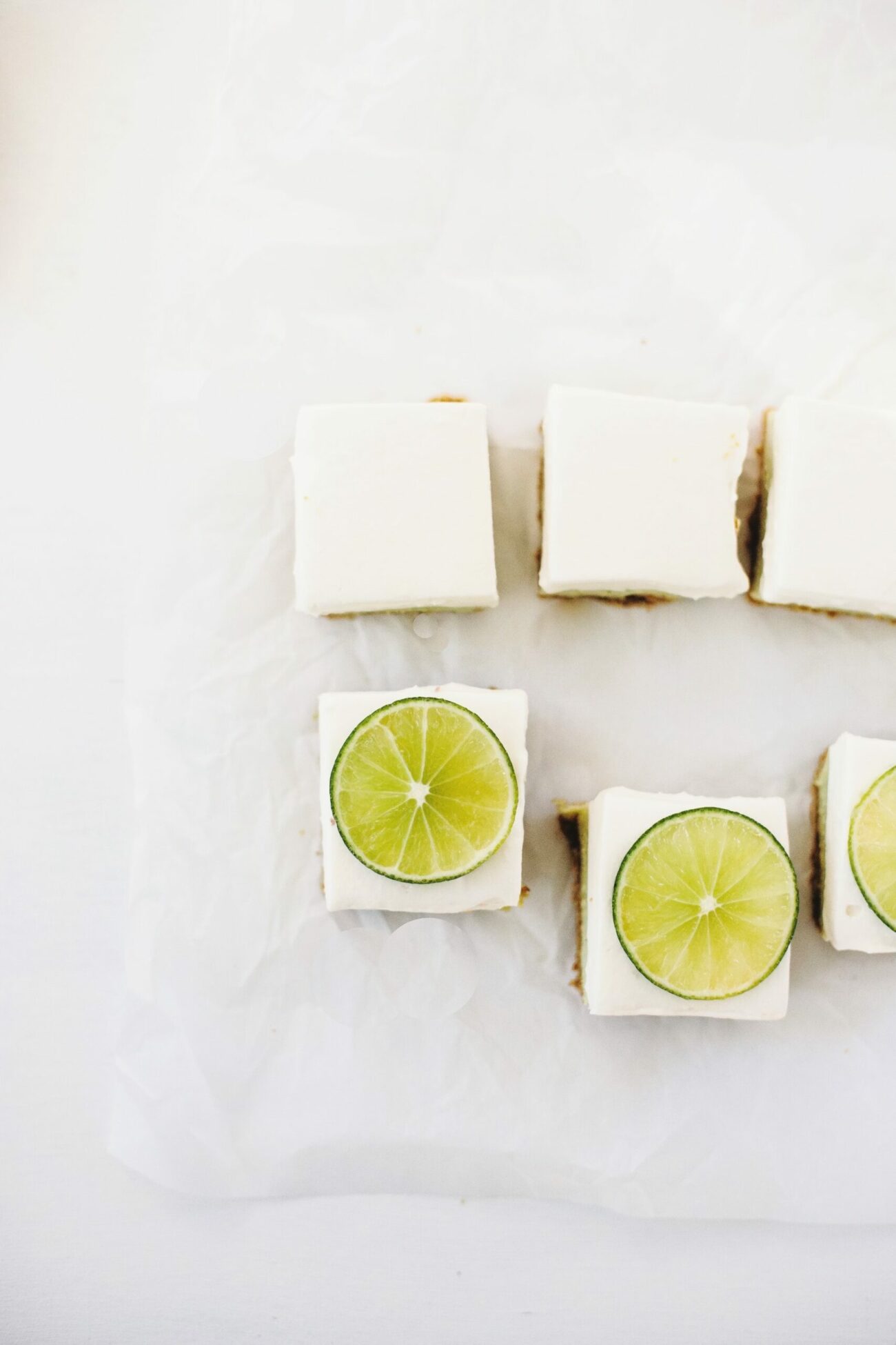 key lime pie bars on parchment