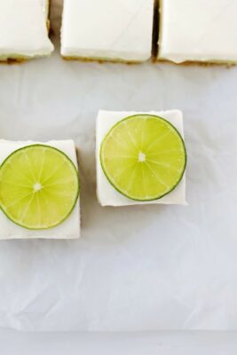 key lime pie bars on parchment