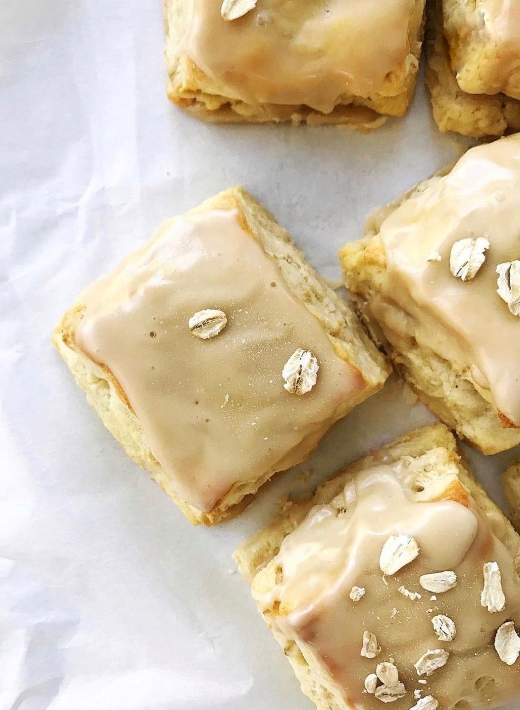 maple oatmeal scones on parchment paper