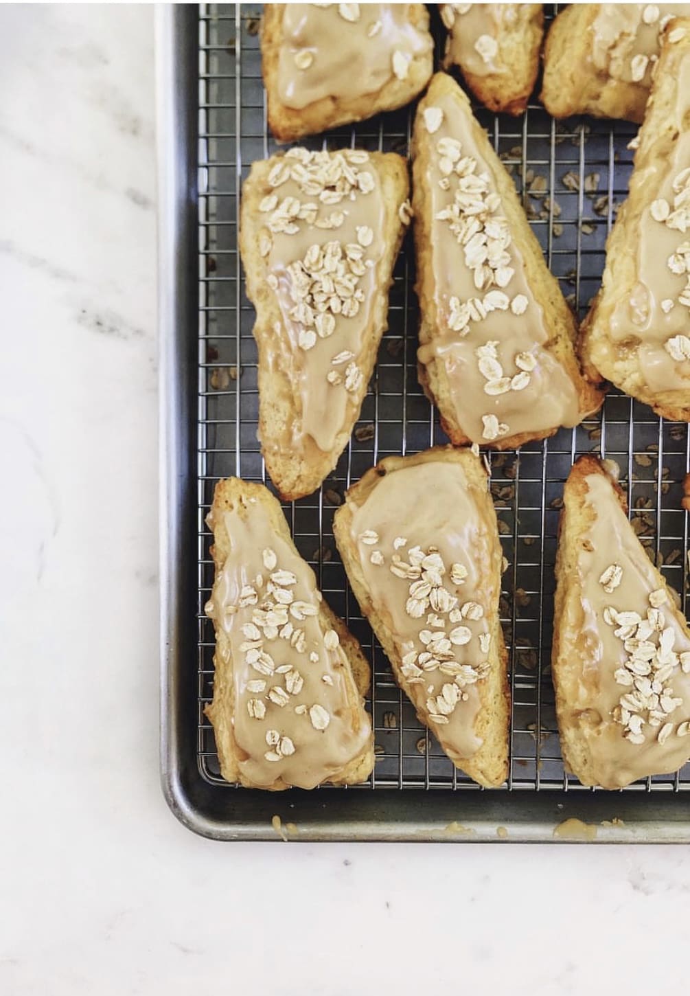 maple oatmeal scones on cooling rack
