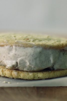 ice cream sandwiches on parchment paper