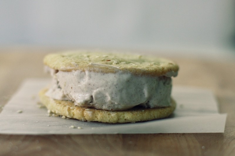 ice cream sandwiches on parchment paper