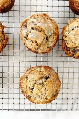 Banana Espresso Muffins on wire rack