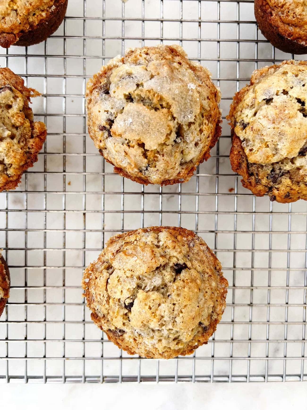 Banana Espresso Muffins on wire rack