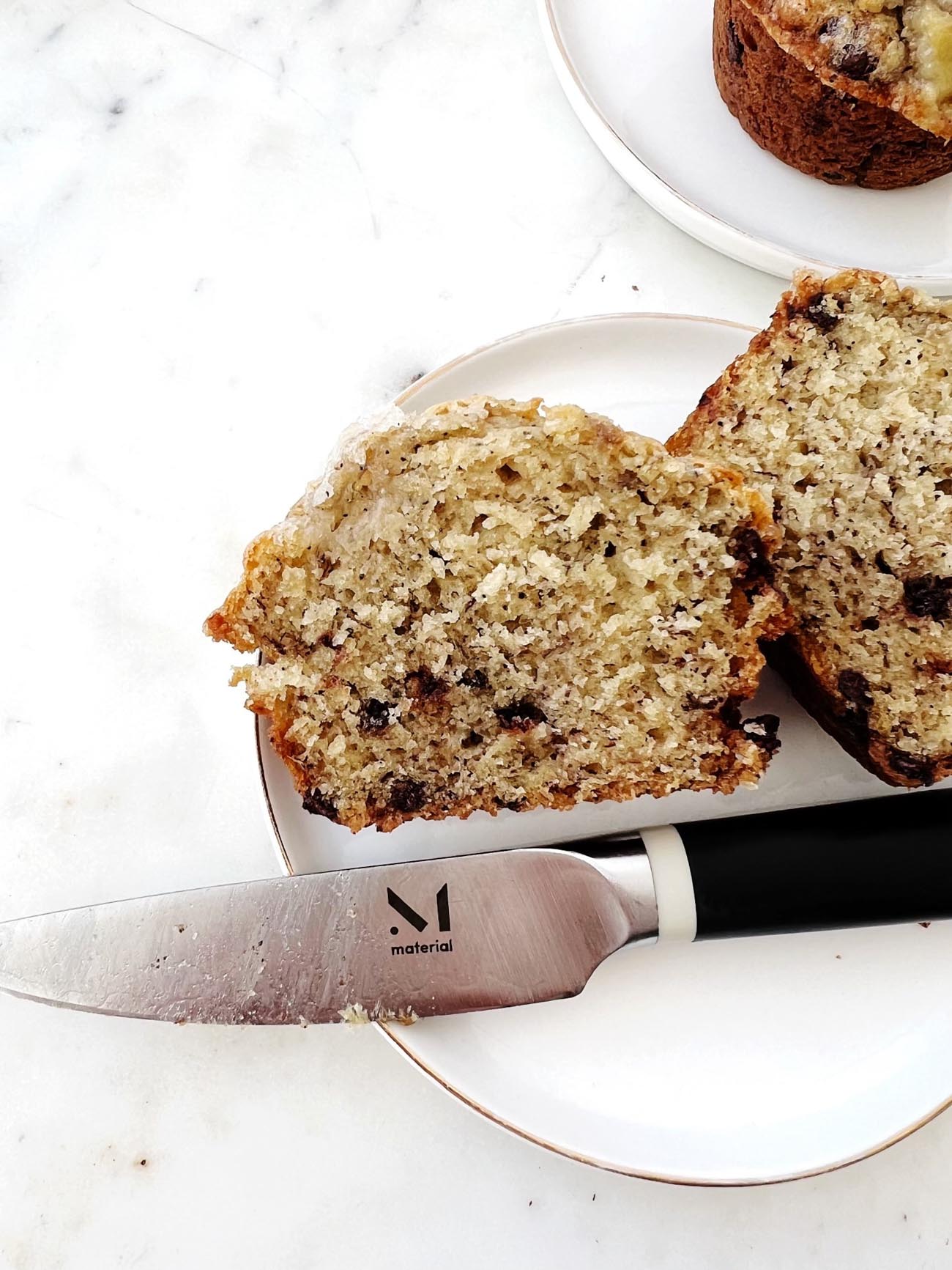 banana muffin cut in half