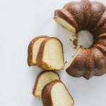 cardamom pound cake on white parchment paper