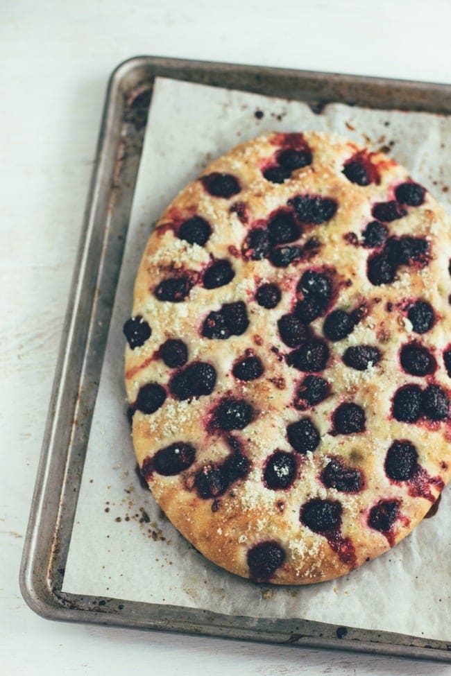 blackberry-basil focaccia bread | the vanilla bean blog