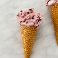 Raspberry No-Churn Ice Cream with Chocolate