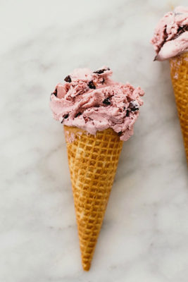 Raspberry No-Churn Ice Cream with Chocolate