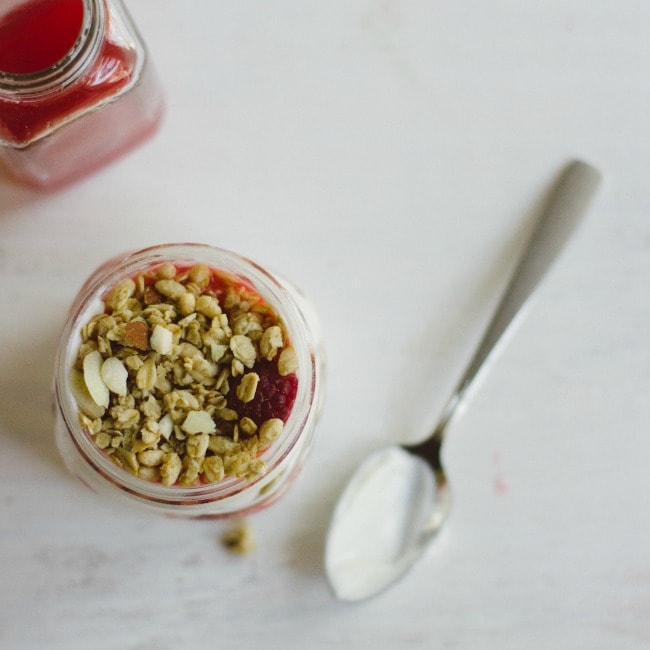 raspberry-rhubarb granola bowls | the vanilla bean blog