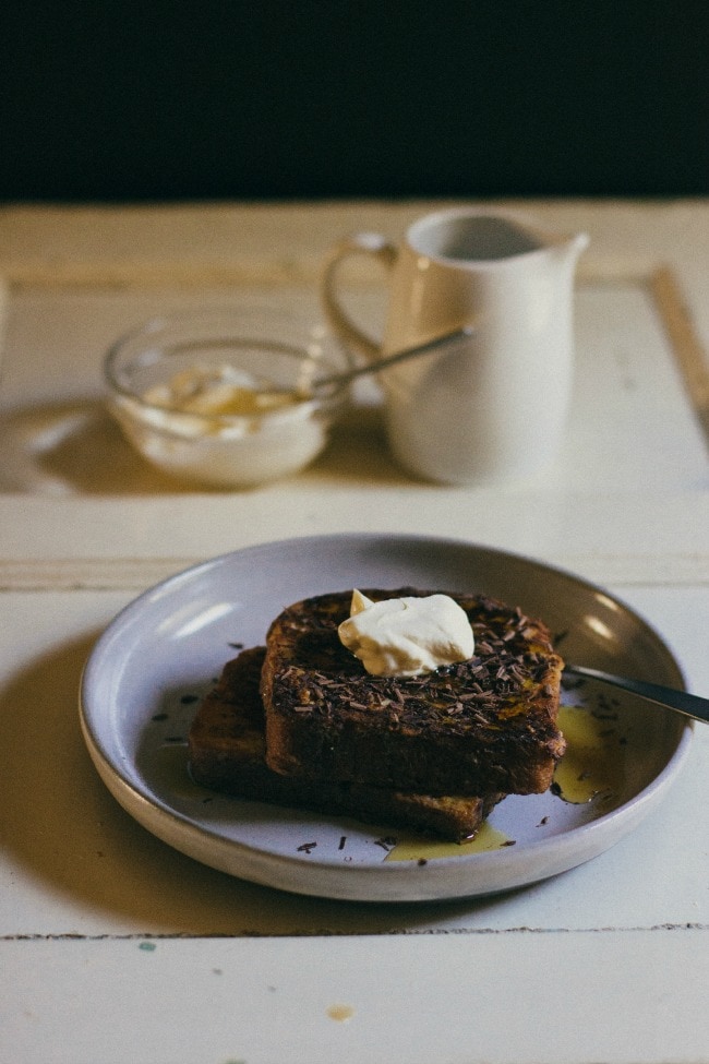french toast with bittersweet chocolate and pears | the vanilla bean blog