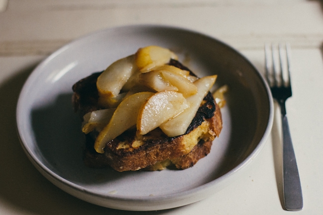 french toast with bittersweet chocolate and pears | the vanilla bean blog