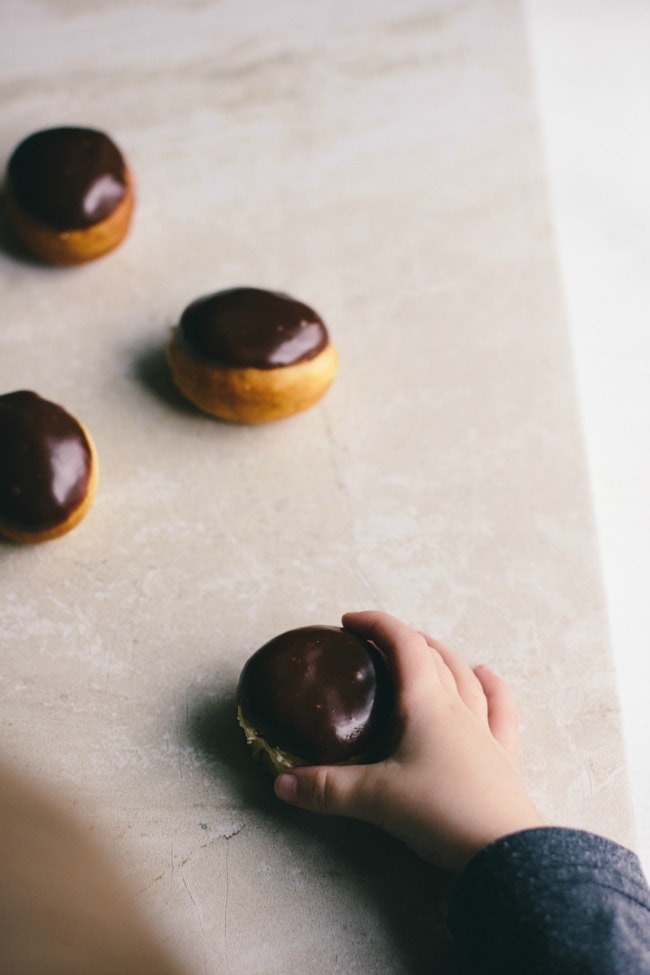 brioche doughnuts with chocolate bourbon glaze | the vanilla bean blog