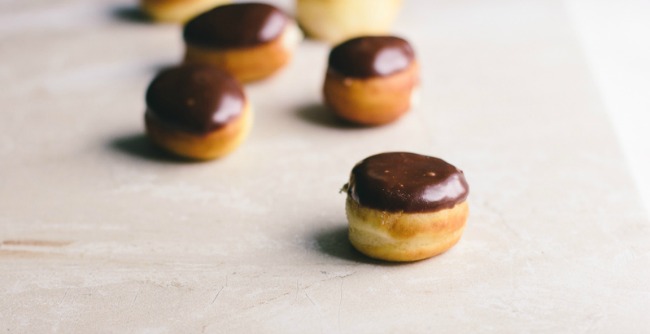 brioche doughnuts with chocolate bourbon glaze | the vanilla bean blog