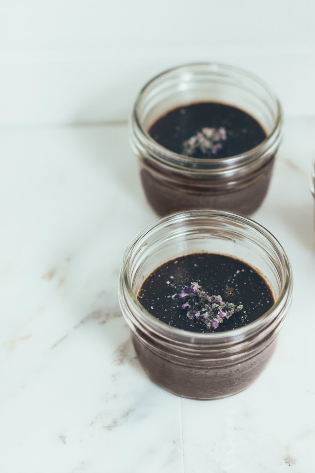 chocolate pots de crème with lavender and sea salt | the vanilla bean blog