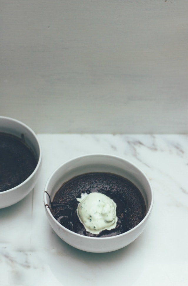 Chocolate Pudding Cakes with Basil Ice Cream | The Vanilla Bean Blog | Sarah Kieffer