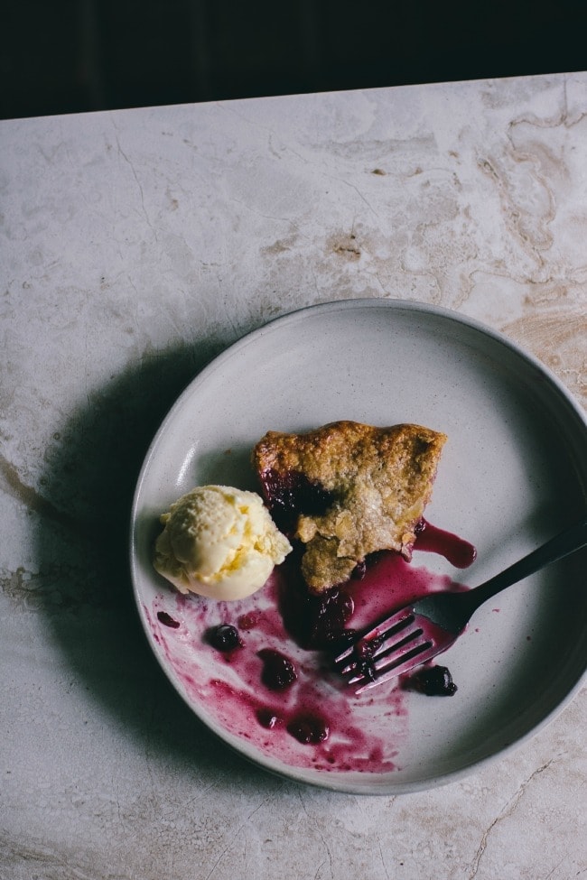 Rhubarb Blueberry Apple Pie with Ice Cream | The Vanilla Bean Blog | Sarah Kieffer
