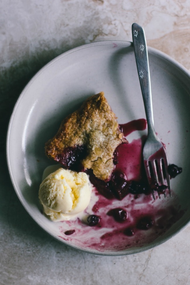 Rhubarb Blueberry Apple Pie with Ice Cream | The Vanilla Bean Blog | Sarah Kieffer