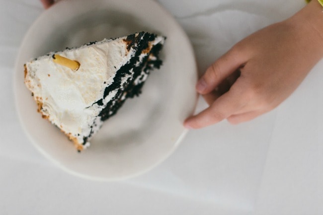S'more Cake Slice with Candle | The Vanilla Bean Blog | Sarah Kieffer