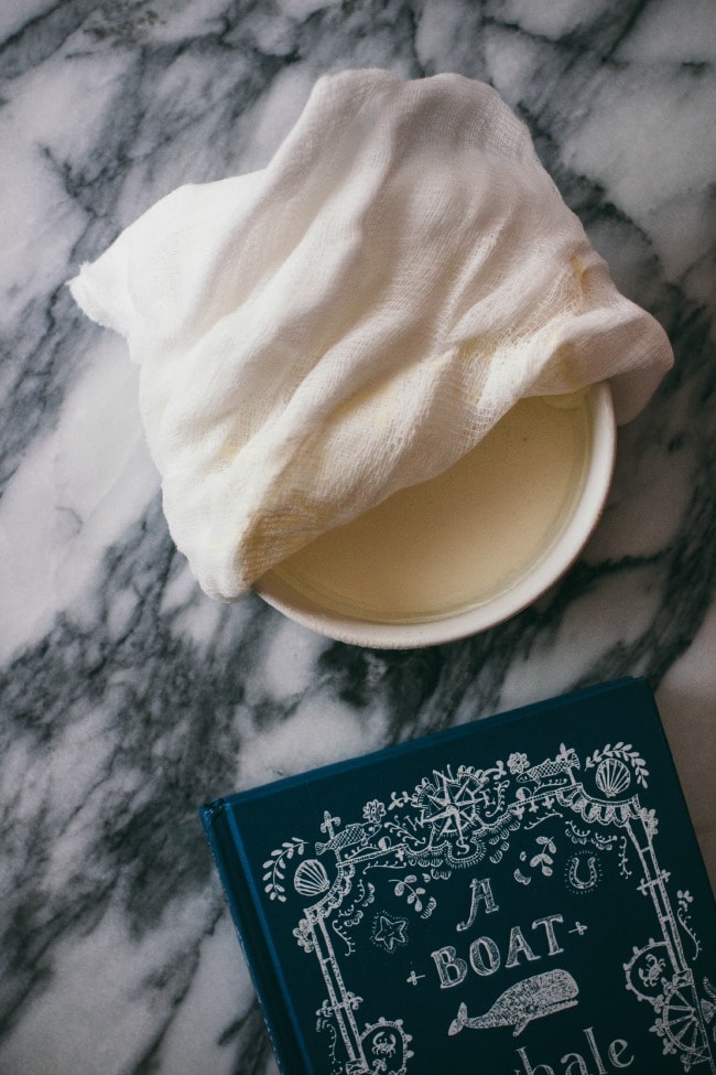 Crème Fraîche Covered With Cheesecloth | Sarah Kieffer | The Vanilla Bean Blog