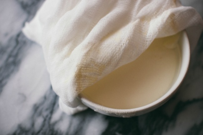 Crème Fraîche Covered With Cheesecloth | Sarah Kieffer | The Vanilla Bean Blog
