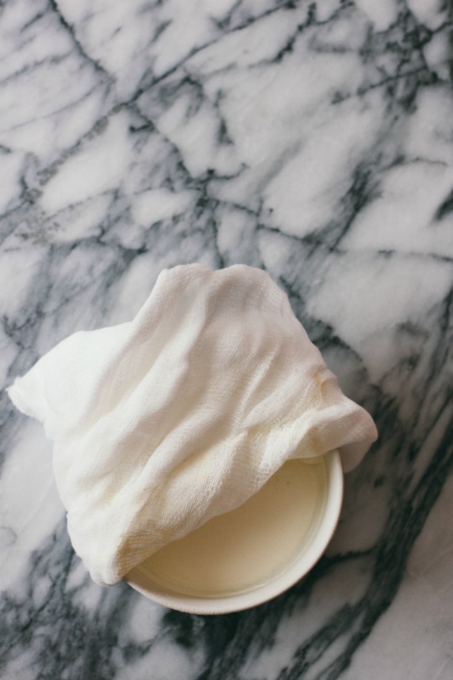 Crème Fraîche Covered With Cheesecloth | Sarah Kieffer | The Vanilla Bean Blog