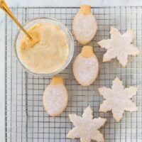 holiday cut-out cookies on wire rack