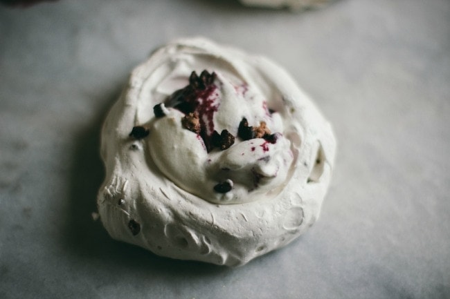 Cocoa Nib Pavlovas with Jam | The Vanilla Bean Blog