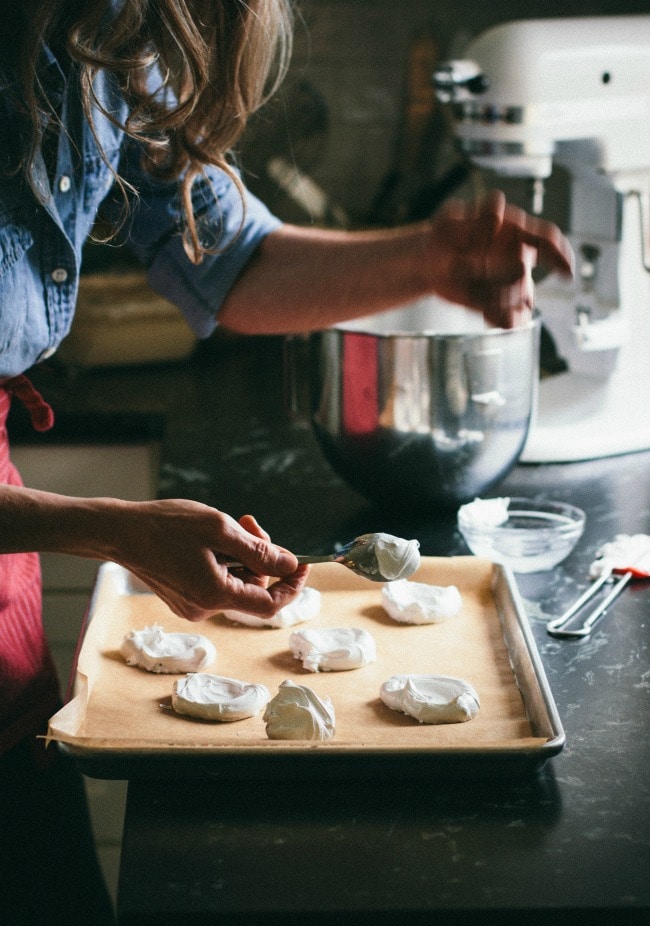 cacoa nib pavlovas with berry jam | The Vanilla Bean Blog