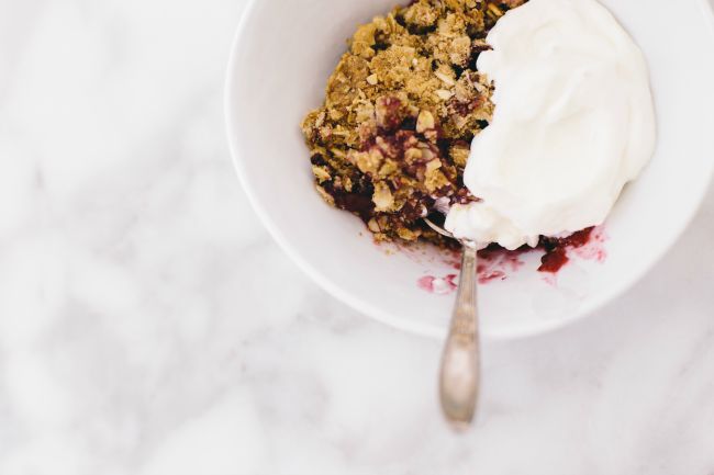 blueberry, almond, and plum crumble | the vanilla bean blog