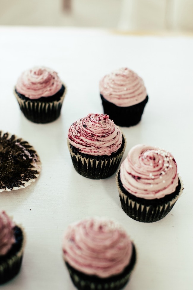 Chocolate Cupcakes with Blackberry Basil Buttercream | Sarah Kieffer | The Vanilla Bean Blog