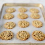 cranberry white chocolate cookies on a baking sheet