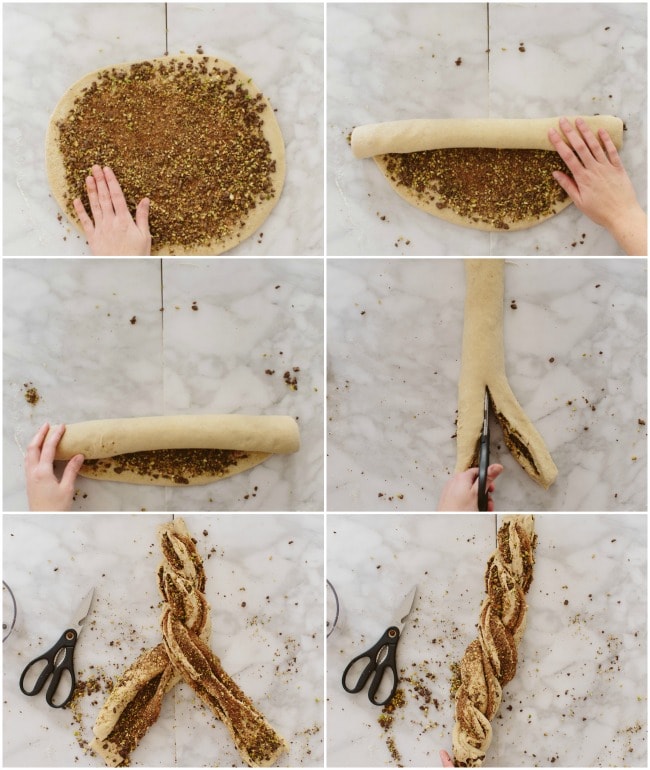 Step by Step photos of making a bread wreath