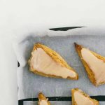 pumpkin scones on baking sheet