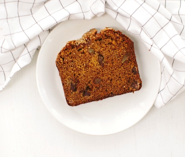 A slice of Pumpkin Bread with Chocolate and Ginger | The Vanilla Bean Blog
