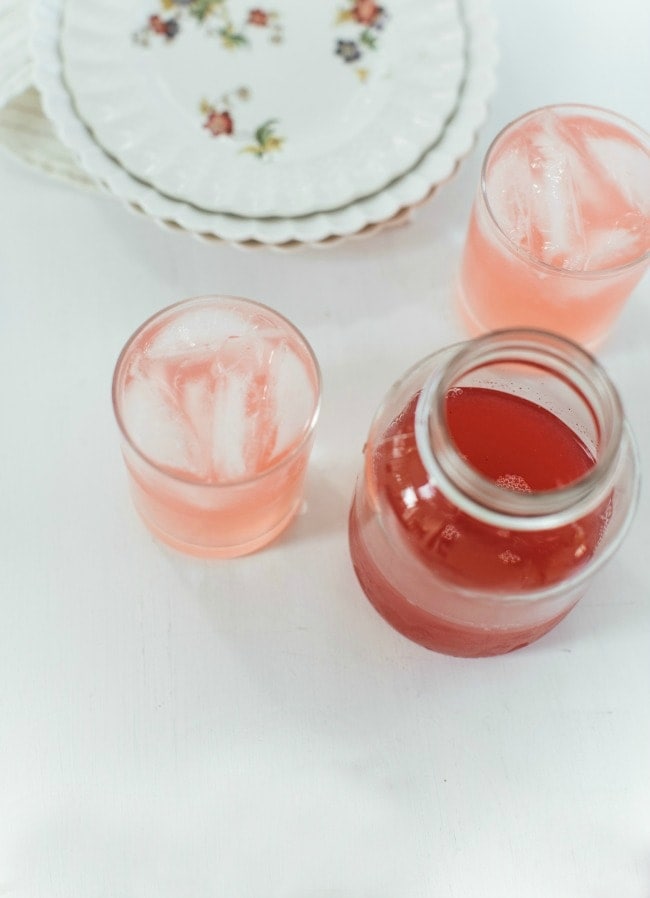 Glasses of rhubarb lemonade. | The Vanilla Bean Blog