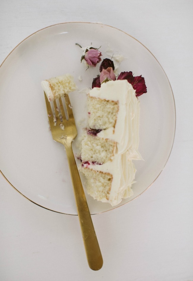 Crème Fraîche Cake With Roasted Berries and White Chocolate Buttercream | Sarah Kieffer