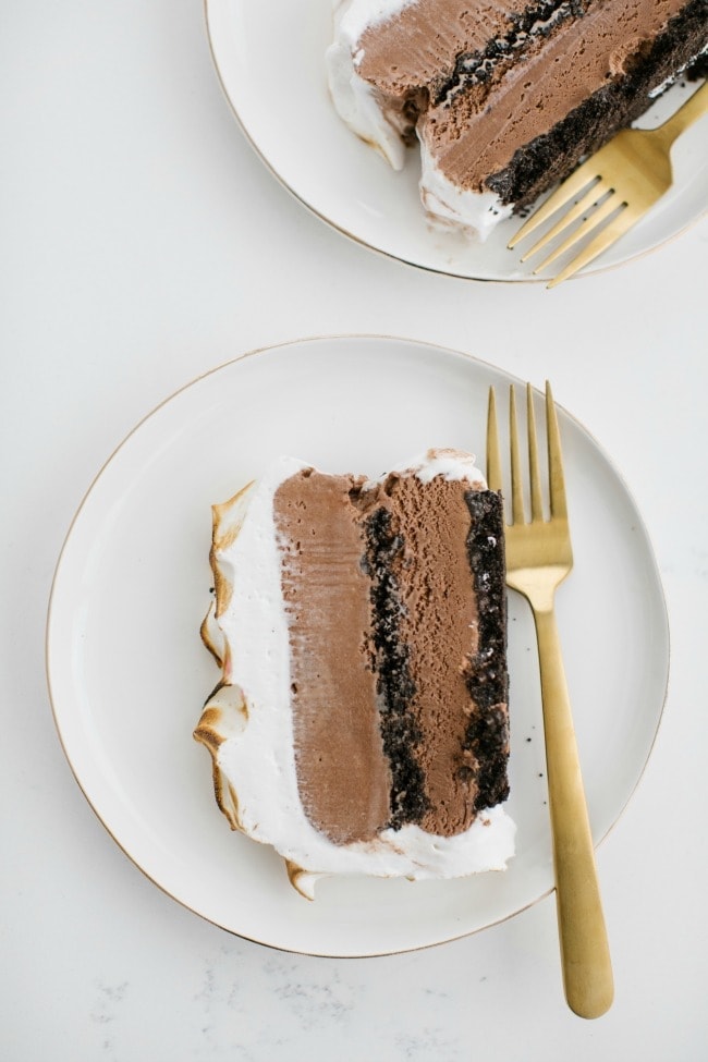 chocolate ice cream cake with mint meringue recipe | The Vanilla Bean Blog