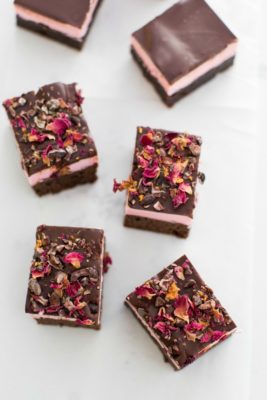 chocolate brownie bars on a white backround