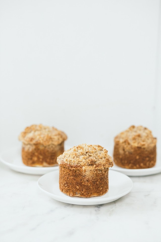 banana poppyseed muffins with hazelnut streusel