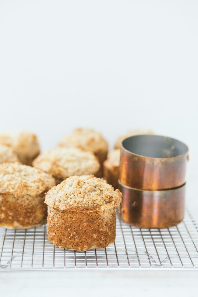 banana poppyseed muffins with hazelnut streusel