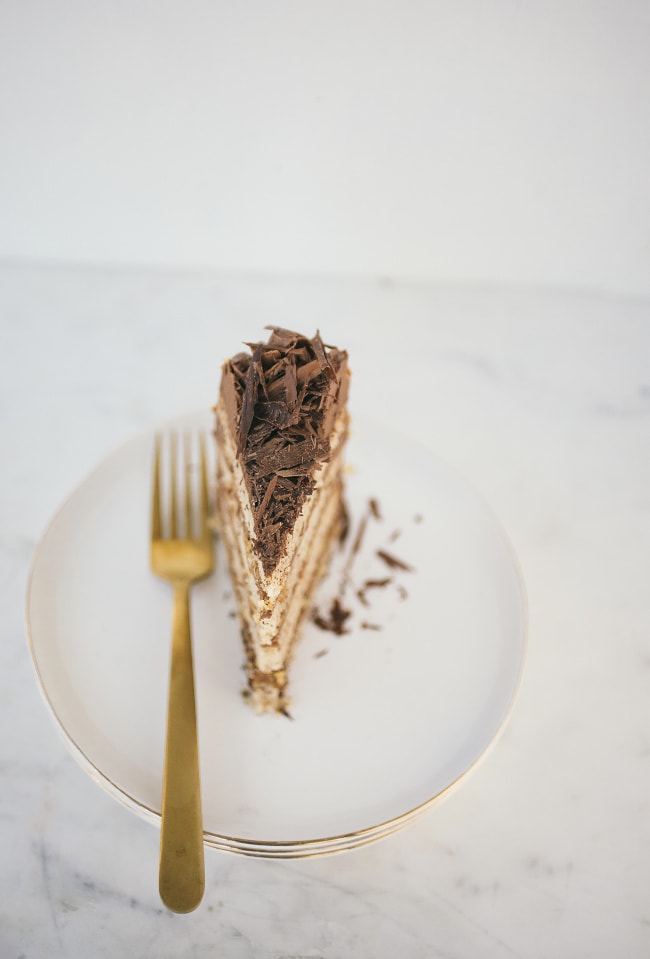 Walnut Cake with Chocolate Buttercream and Candied Walnuts