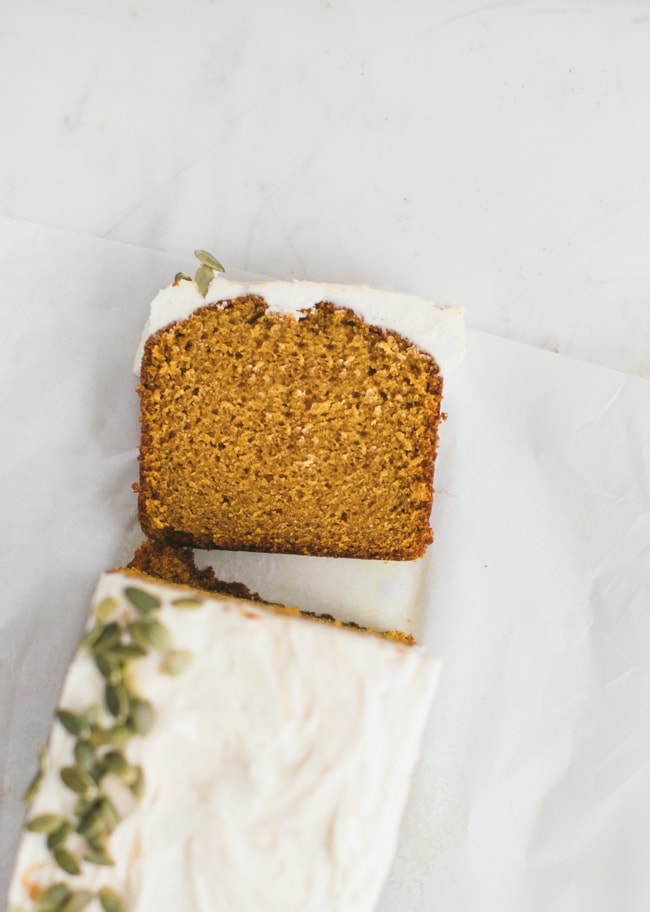 Pumpkin Spice Bread with Cream Cheese Icing | Sarah Kieffer | The Vanilla Bean Blog