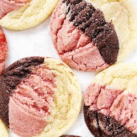 neapolitan cookies on white parchment