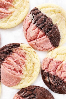 neapolitan cookies on white parchment