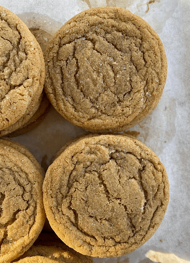 Brown Sugar Cookies on parchment paper