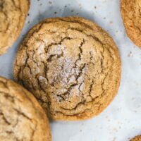 chewy brown sugar cookies on parchment