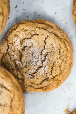 chewy brown sugar cookies on parchment